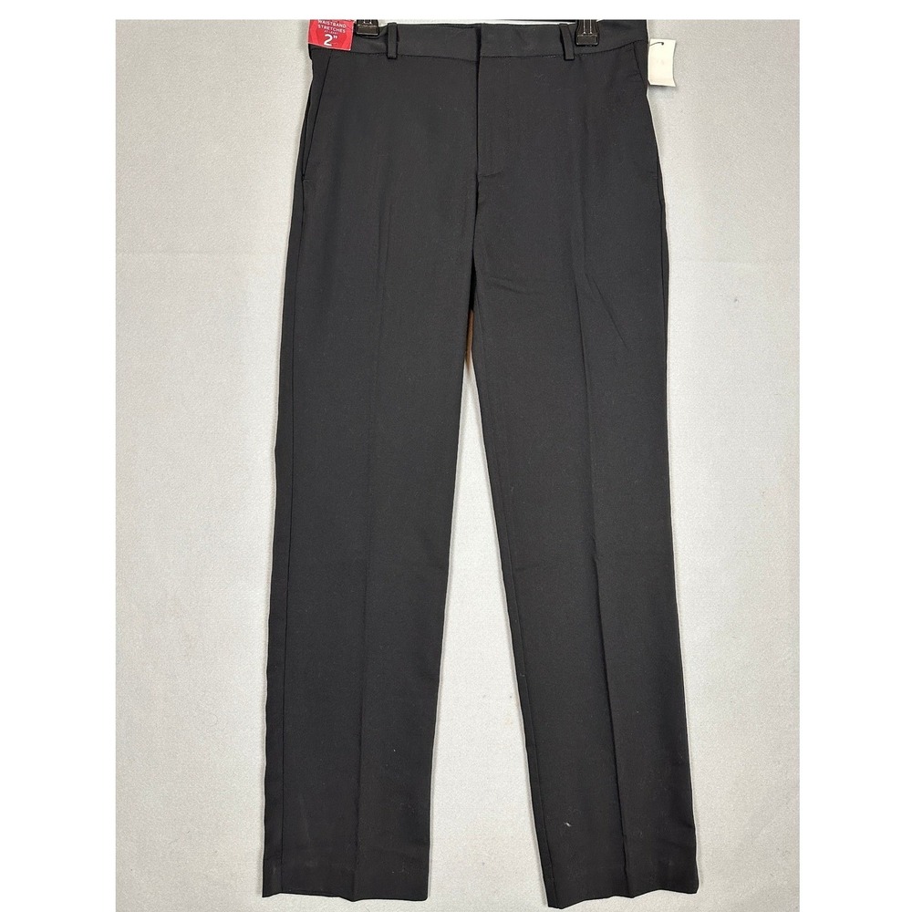 NEW Van Heusen Flex Pants Mens 30X32 Black Dress Straight Fit Flat Front Stretch